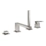 Grohe Eurocube 4-huls kar/brus armatur med 220mm tud og børstet stålfinish.