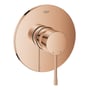 Grohe Essence New etgrebsbatteri i varm sunset messing med 158mm rund roset og poleret overflade.