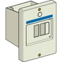 Schneider Electric indbygningskapsling med IP55 klassificering, designet til motorværn med plads til to knapper eller indikatorer.