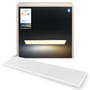 Philips Hue Aurelle rektangulært panel med White Ambiance, vist med emballagen i baggrunden og panelet foran.