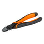 Vinklet billede af Bahco sidebidetang 2101G, 125 mm, med orange og sorte håndtag og sort metalfinish.