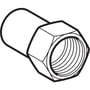 Skitsen af Geberit Mapress overgang muffer, 22mm x 1/2" RP, viser en cylinder med en sekskantet ende med indvendigt gevind.