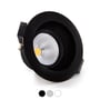 Sort SLC One Soft LED downlight vist fra siden, med synlige monteringsclips og en 8W LED lyskilde.