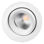 SG Armaturen Junistar Lux IsoSafe downlight i hvid med justerbar LED-lyskilde, 8W og 2700K.