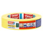 Gul Tesa afdækningstape 4334 Precision Masking, 50m x 25mm, med ikoner der illustrerer brug og egenskaber som '6 months' og 'precise'.