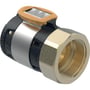 Geberit FlowFit overgang 63 mm med 2" indvendigt gevind af blyfri siliciumbronze med sort, sølv og messing detaljer.