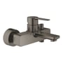 Grohe Lineare New etgrebsbatteri i børstet messing med antracit overflade, 150mm centerafstand, vist med grebet til venstre.