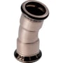 Geberit Mapress bøjning 15° til 22 mm presrør, fremstillet i metal med sort markering der indikerer diameteren.
