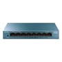 Frontpanelet af TP-LINK LiteWave LS108G 8-ports Gigabit desktop switch, der viser de otte Gbit RJ45-porte med link/aktivitetsindikatorer.