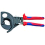 Knipex kabelsaks 9531 280mm med to-komponent håndtag i rød og blå, og et klippeblad med teksten "DO NOT CUT STEEL".