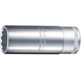 Stahlwille 1/2" HPQ topnøgleindsats i krom-vanadium legering med 12-punkts fatning og rillet greb.