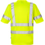 Bagsiden af Kansas Hi-Vis t-shirt i gul str XL, med refleksbånd placeret horisontalt og vertikalt for maksimal synlighed.