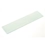 Glashylde i mat, ætset floatglas, 6 mm tyk og 120 x 600 mm, set fra en fladere vinkel.