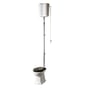 Lavabo Contea Retro High toilet set forfra med høj cisterne, kromrør, træk-kæde og valnøddefarvet sæde.