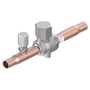 Danfoss GBC 10s H afspærringskugleventil med 3/8" tilslutning i rustfrit stål og kobberrør.