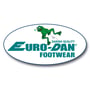 Euro-Dan-logoet med grøn frø og teksten Footwear, som kendetegner mærket bag Flex sikkerhedstræskoen.