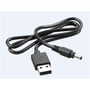 Sort USB-ladekabel med standard USB-stik i den ene ende og et rundt stik i den anden, ideelt til opladning af elektroniske enheder.