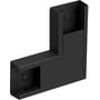 Wibe fladvinkel WGX-S i sort RAL9017/30 med dimensionerne 170x65mm, vist med monteringsskinner.
