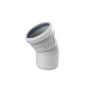Wavin AS+ bøjning i lys grå PP-M med 75 mm diameter og 30 graders vinkel, hvid baggrund.
