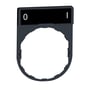 Schneider Electric skilteholder ZBY2178 i mørkegrå plast, 30 x 40 mm, med hvidgraveret sort skilt "0 - I".