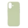 Bagsiden af det ensfarvede, salviegrønne silikonebagcover til iPhone 17 med udskæring til kameraet.