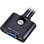 ATEN CS22U-AT KVM-switch set skråt forfra med to USB-porte og et blåt HD15-stik.