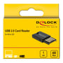 Gul DeLock-emballage til USB 2.0 Card Reader for Micro SD viser produktbilledet og specifikationer.