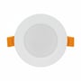 SpectrumLED 5 W rundt indbygningsspot med hvid kant og orange monteringsclips, set lige forfra.