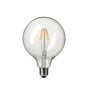 Frontvisning af Nielsen Light LED globepære 4W med en stor, klar glaskuppel og synlig filament-teknologi.
