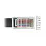 RJ45-stikket på Delock USB 2.0 til RS-232-adapteren set forfra med de otte ben og deres signalbetegnelser.
