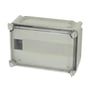 Fibox DIN-skinnekasse i EKJ-serien, model MC EKJB 281913 T-2FSH, med transparente mål på 280x190x130 mm.