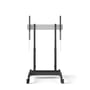 Vogels RISE 3205 motoriseret displaylift trolley set forfra, med justerbare monteringsarme og hjul.