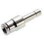 Norgren PUSH-IN indstiksreduktion, forniklet messing, til 6 mm slange og 10 mm ydre diameter, viser den kompakte udformning.