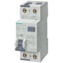 Siemens RCBO type F, 1P+N, C-kurve, 30mA, 20A, 10kA brydeevne, med tænd/sluk-håndtag og tydelig mærkning.