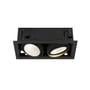 SLV KADUX downlight i sort med to justerbare lyskilder, 54W og 30° spredningsvinkel på hvid baggrund.