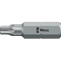 Wera bits TORX BO TX 15 x 25mm med 1/4" sekskant til Torx skruer med boring, vist forfra på grå baggrund.