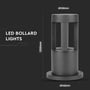 Teknisk illustration af V-TAC LED bollard light med dimensioner vist: højde 250 mm, diameter 108 mm øverst og 148 mm ved basen.