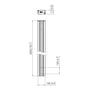 Teknisk tegning af Vogels PUC 2920 Connect-it stang, 200cm, med dimensioner angivet i mm og tommer.