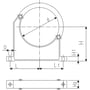 Teknisk tegning af +GF+ rørbærer 75mm PP, viser dimensioner L, L1, D, H og d.