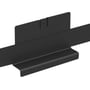 Wibe Universal T-stykke WGX-S 120 i sort RAL9017/30, vist med en vinkel der fremhæver dets T-formede design og monteringsdetaljer.