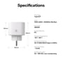 Mål- og specifikationsgrafik for Sonoff iPlug Gen2 smartstik med mål, Type E/F-stik, 16 A og WiFi-oplysninger.