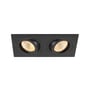 Sort SLV NEW TRIA downlight med to justerbare lampehoveder, der afgiver varmt lys på 3000K.