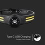 V-TAC genopladelig hovedlampe med Type C USB-opladning, inklusive opladerkabel.