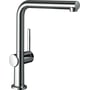 Hansgrohe Talis M54 270 køkkenarmatur i krom med L-tud og et enkelt greb, vist med hvid baggrund.