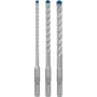 Tre Bosch hammerbor i størrelserne 6, 8 og 10 mm, alle med SDS plus-7X EXPERT design og blå SDS-plus spids.