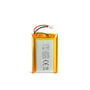 Videx genopladeligt Li-pol-batteri på 2000 mAh står oprejst med mærkning, orange folie og stik.