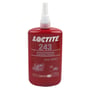 Loctite 243 gevindlås i en rød 250ml flaske med hvidt twist-off låg, tydeligt mærket med produktnavn og godkendelser.