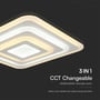 Detalje af V-TAC 77W LED loftlampe med tekst "3 IN 1 CCT Changeable (3000K-6500K) Dimmable control".