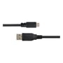 Deltaco USB 2.0 Micro B-kabel i sort set tæt på med Micro USB B-stikket øverst og USB-A-stikket nederst.