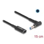 DeLock adapterkabel til opladning af bærbar computer, vist med 15 cm kabellængde og detaljeret stikport.